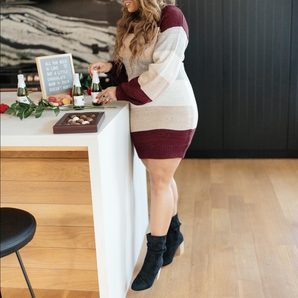 Sentimental Striped Tunic Dress in Burgundy - Picture 13 of 15